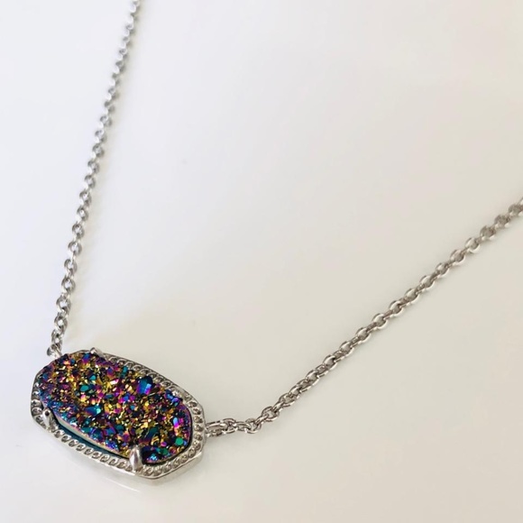 Kendra Scott Gold or Silver Elisa Multi Color Drusy Quartz Necklace - Picture 9 of 11